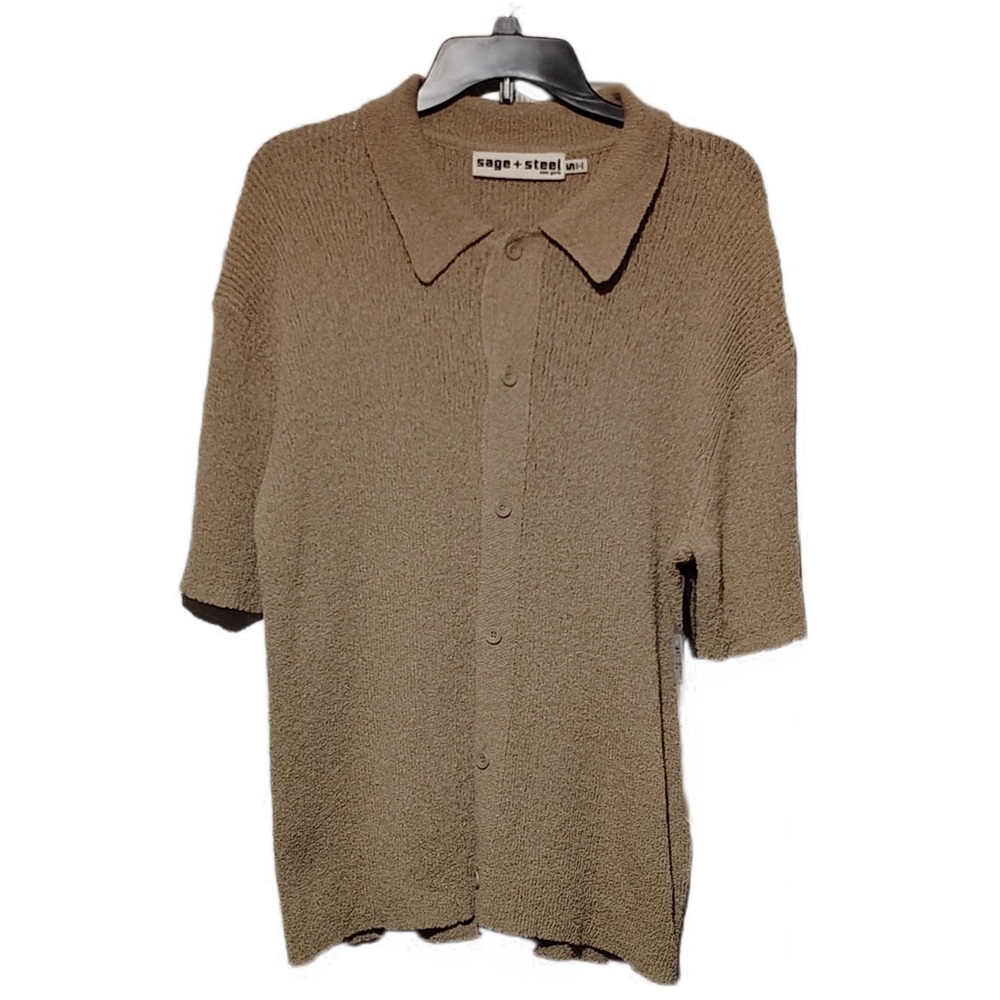Sage + Steel Brown Knit Polo Shirt